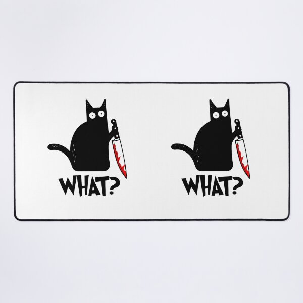 Item preview, Cat What? Funny Black Murderous Cat With Knife Gift for Cat Lovers designed and sold by Thread&Fable.