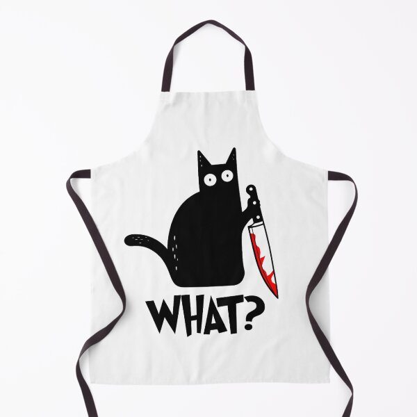 Item preview, Cat What? Funny Black Murderous Cat With Knife Gift for Cat Lovers designed and sold by Thread&Fable.