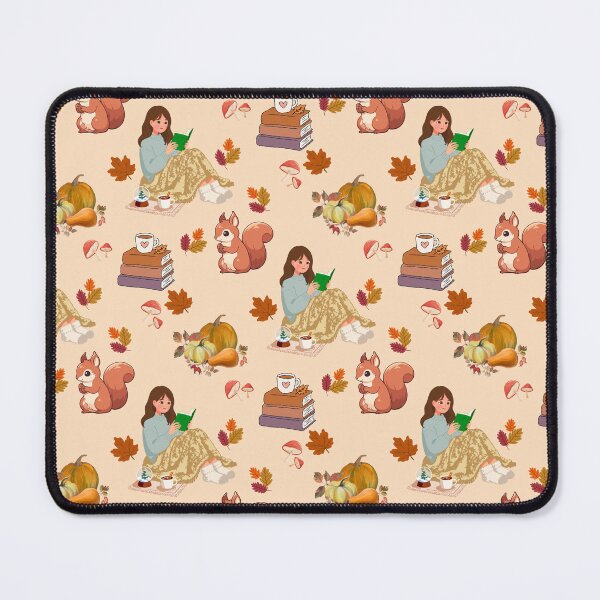 Item preview, Cozy Autumn Reading Seamless Pattern with Girl, , Squirrel, Books and Hot Drinks designed and sold by BigDigital.