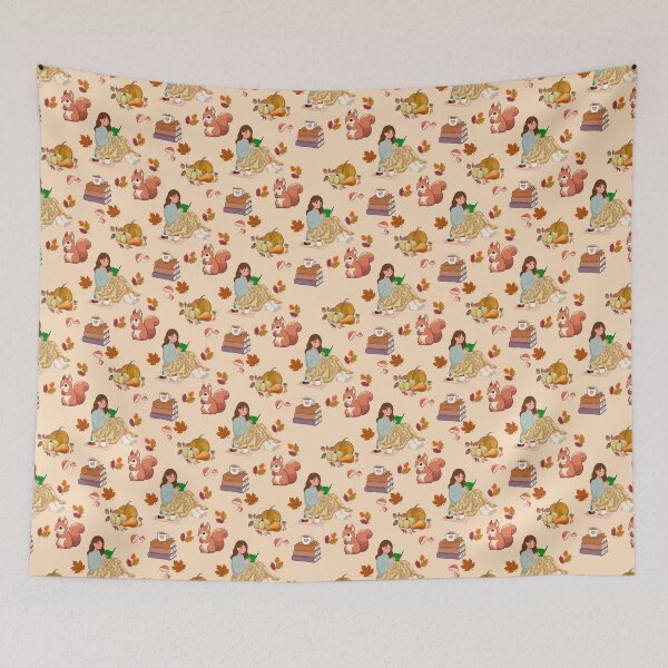 Item preview,  Cozy Autumn Reading Seamless Pattern with Girl, , Squirrel, Books and Hot Drinks designed and sold by BigDigital.