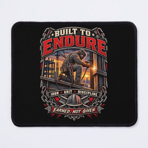 Item preview, Built to Endure - Vintage Ironworker Steelworker Motivation T-Shirt designed and sold by DomKo10.