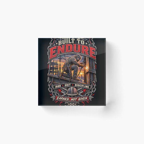 Item preview, Built to Endure - Vintage Ironworker Steelworker Motivation T-Shirt designed and sold by DomKo10.