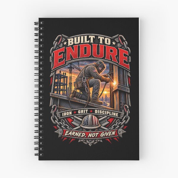 Item preview, Built to Endure - Vintage Ironworker Steelworker Motivation T-Shirt designed and sold by DomKo10.
