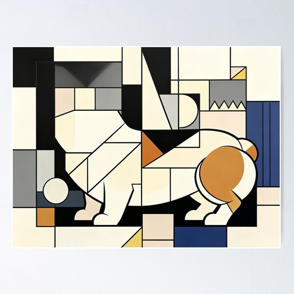 Item preview, cubist animal artwork designed and sold by forget45studio.