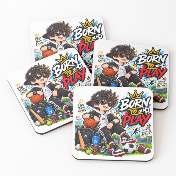 Item preview, Born to Play Sports Anime Boy Sticker | Basketball Soccer Baseball Sports Sticker designed and sold by Genzfirevibes.