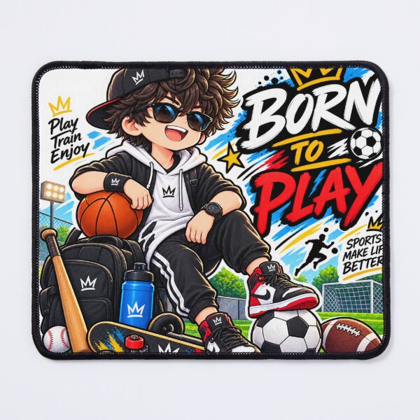 Item preview, Born to Play Sports Anime Boy Sticker | Basketball Soccer Baseball Sports Sticker designed and sold by Genzfirevibes.