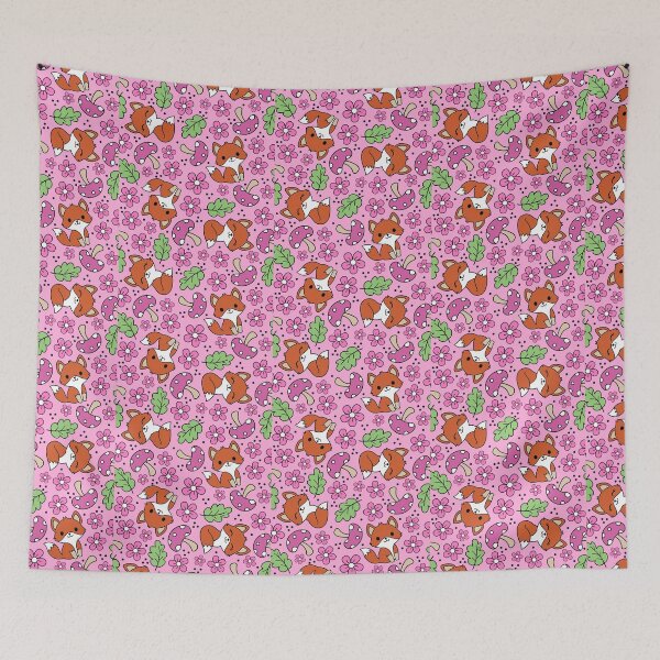 Item preview, Fox Friends Floral in Pink  designed and sold by KrisInStitches.