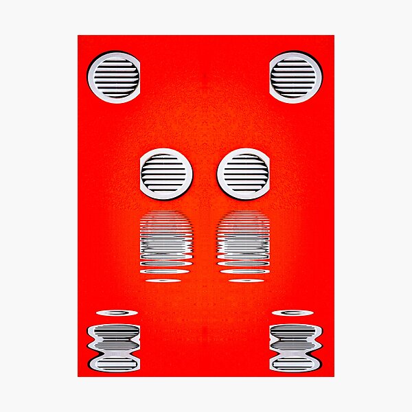 Item preview, four grilled rould windows and red walls with rippled reflection designed and sold by mister-john.