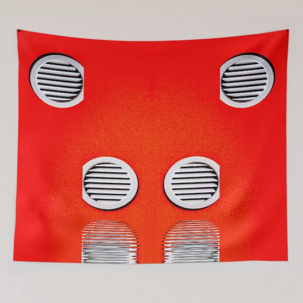 Item preview, four grilled rould windows and red walls with rippled reflection designed and sold by mister-john.