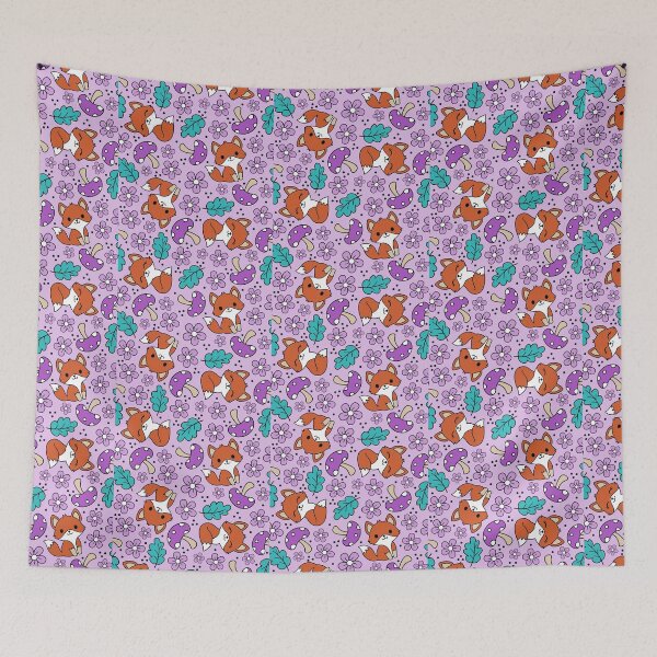 Item preview, Fox Friends Floral in Purple designed and sold by KrisInStitches.