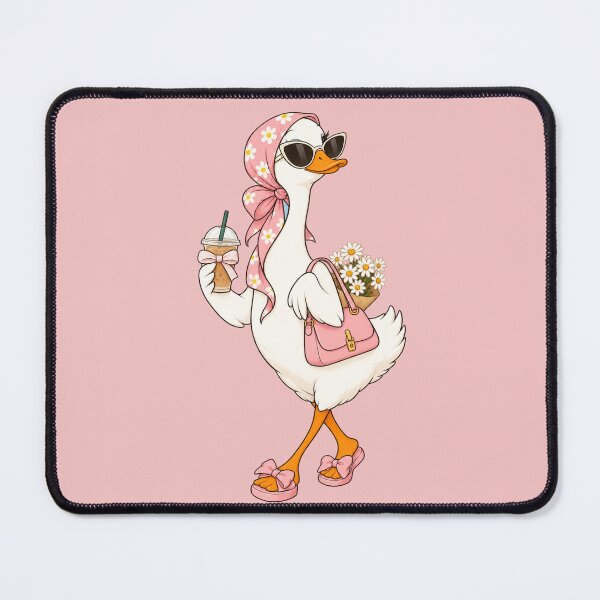 Item preview, Cute Coquette Goose with Iced Coffee | Pink Floral Headscarf Duck Sticker designed and sold by littlepiptales.