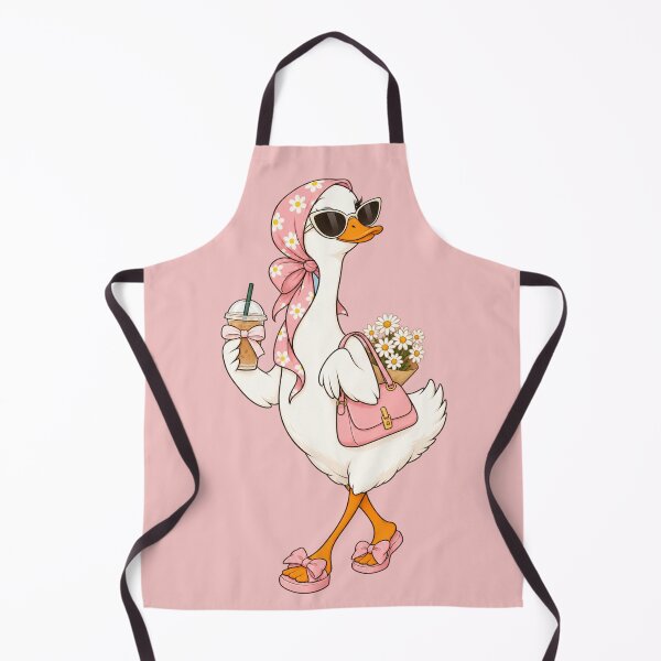 Item preview, Cute Coquette Goose with Iced Coffee | Pink Floral Headscarf Duck Sticker designed and sold by littlepiptales.