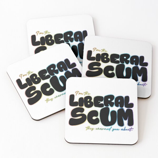 Item preview, I'm the Liberal Scum | Black Bubble Letter Art | Rainbow Outline Political Print designed and sold by RareSquareBearArts.