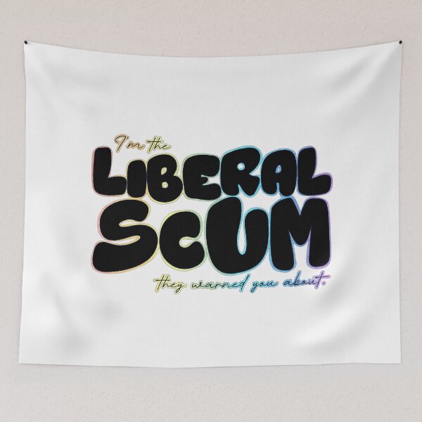 Item preview, I'm the Liberal Scum | Black Bubble Letter Art | Rainbow Outline Political Print designed and sold by RareSquareBearArts.