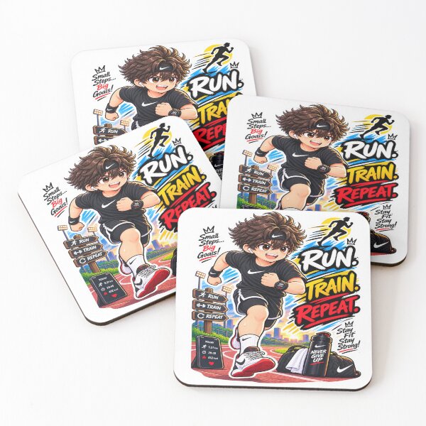 Item preview, Run Train Repeat Anime Runner Sticker | Running Fitness Motivation Sticker designed and sold by Genzfirevibes.