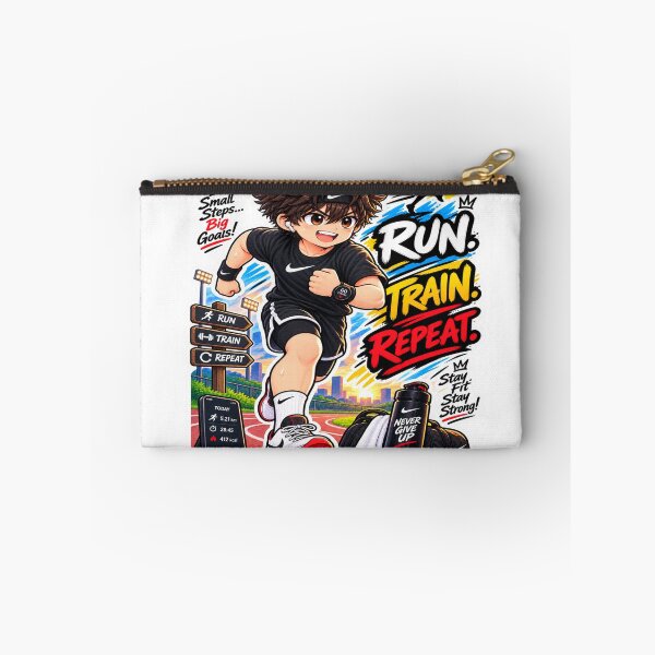 Item preview, Run Train Repeat Anime Runner Sticker | Running Fitness Motivation Sticker designed and sold by Genzfirevibes.