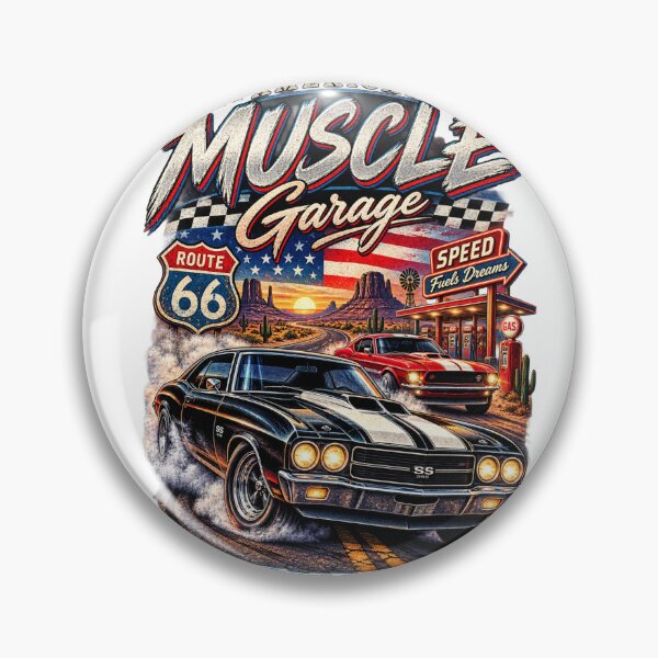 Item preview, American Muscle Garage T-Shirt | Vintage Classic Car Route 66 Racing Graphic designed and sold by FashionHubLK.