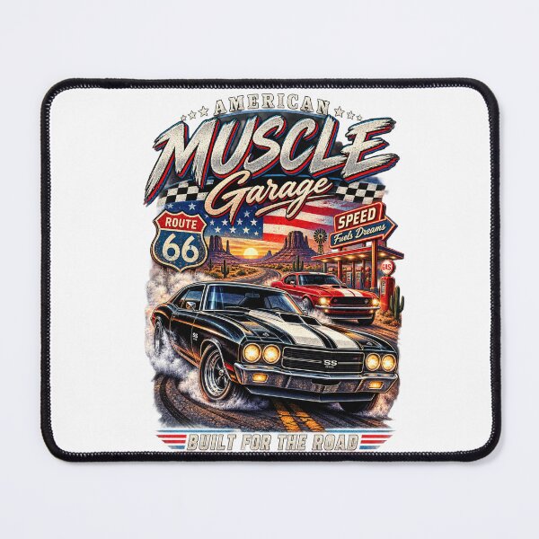 Item preview, American Muscle Garage T-Shirt | Vintage Classic Car Route 66 Racing Graphic designed and sold by FashionHubLK.