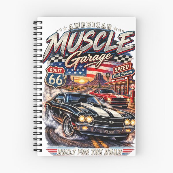 Item preview, American Muscle Garage T-Shirt | Vintage Classic Car Route 66 Racing Graphic designed and sold by FashionHubLK.