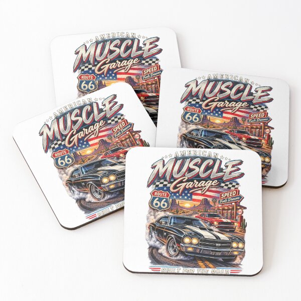 Item preview, American Muscle Garage T-Shirt | Vintage Classic Car Route 66 Racing Graphic designed and sold by FashionHubLK.