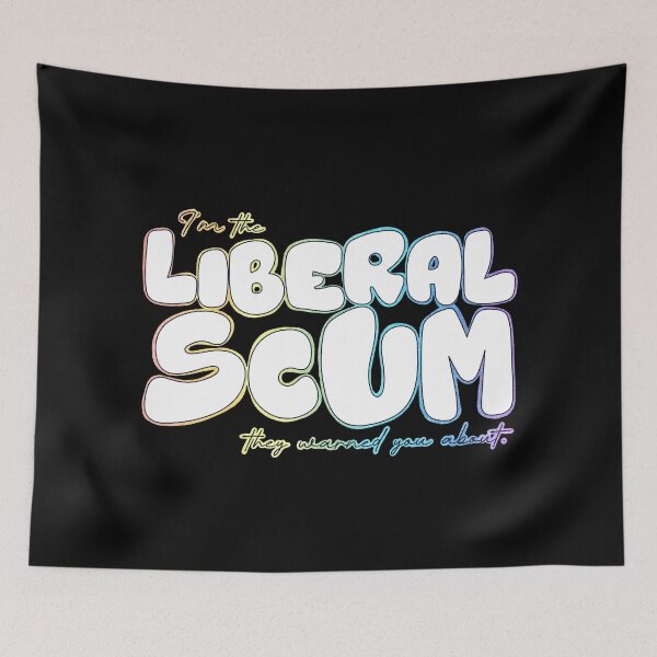 Item preview, Soy la escoria liberal | Arte de letras de burbujas blancas | Impresión política con contorno de arcoíris designed and sold by RareSquareBearArts.