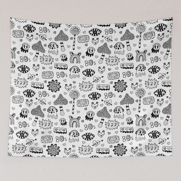 Item preview, Cute black line psychedelic seamless pattern designed and sold by OM-lova.