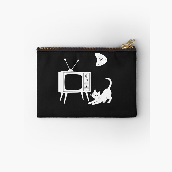 Item preview, Mid-Century Modern Cat & TV White Ink designed and sold by Retroteez.