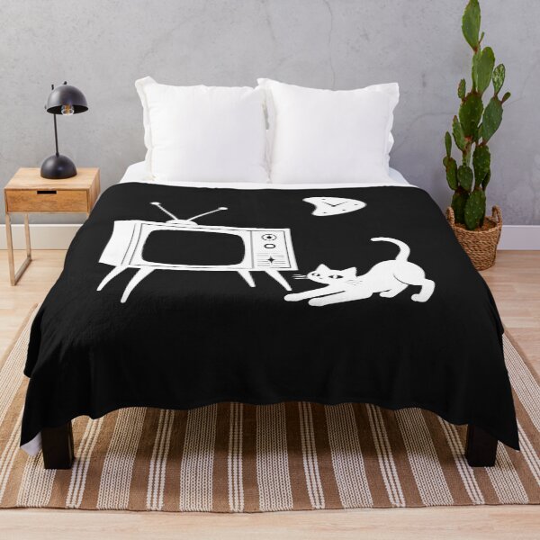 Item preview, Mid-Century Modern Cat & TV White Ink designed and sold by Retroteez.