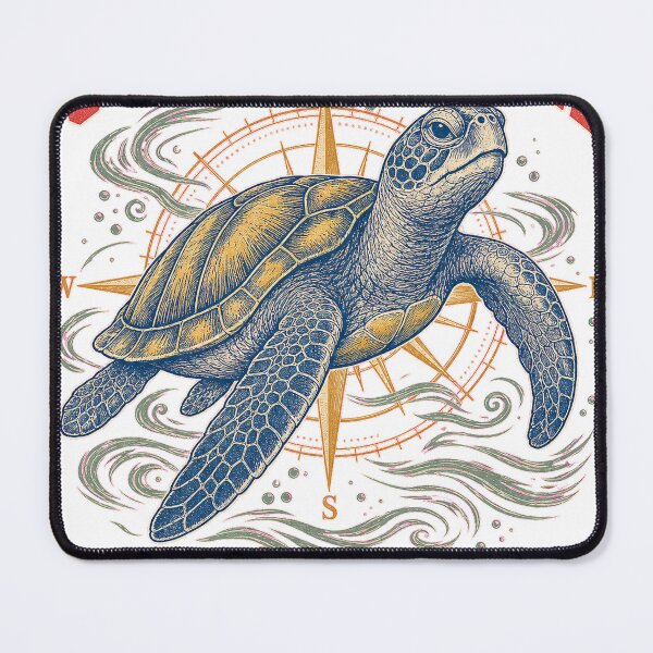 Item preview, Ocean Vagabond Loggerhead Turtle Vintage Woodcut T-Shirt Design designed and sold by KIDEnia.