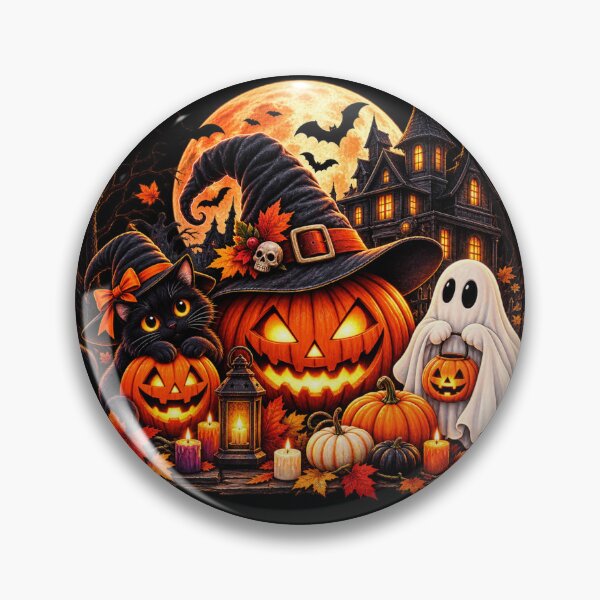Item preview, Halloween Cat Lover Gift Spooky Pumpkin Scene designed and sold by Corvoria.
