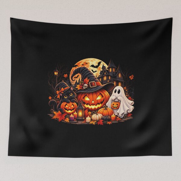 Item preview, Halloween Cat Lover Gift Spooky Pumpkin Scene designed and sold by Corvoria.