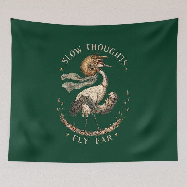 Item preview, Slow Thoughts Fly Far Vintage Steampunk Crane designed and sold by SVox.