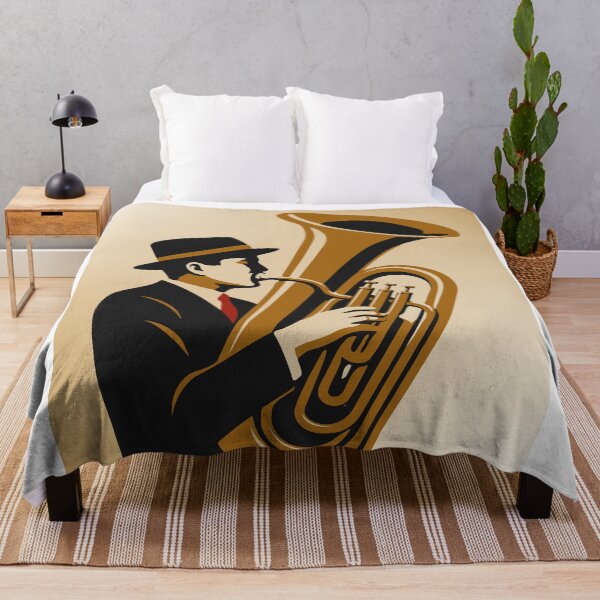 Item preview, The Tuba Player | Vintage Jazz Music Art | Brass Musician Decor | Retro Art Deco Tuba Print designed and sold by Studio pod Burom.