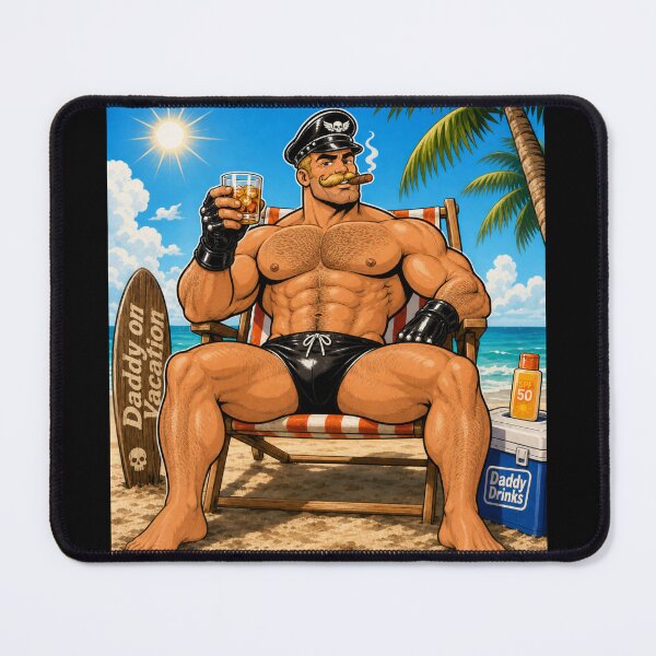 Item preview, Queer Leather Daddy Beach Vacation Scene designed and sold by BearLoveDesign.