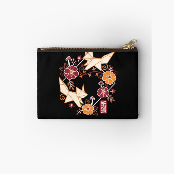 Item preview, Geometric Origami Foxes with Autumn Flowers and Paper Fox Kanji Art designed and sold by NemiMakeit.
