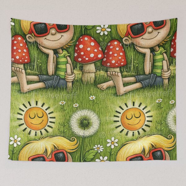 Item preview, Sunny Meadow and Smiling Daisy Illustration designed and sold by Piotrek0001.