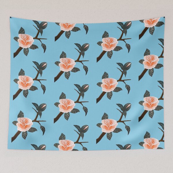 Item preview, Rose Branch - Sky Blue BG designed and sold by lavenderXblue.