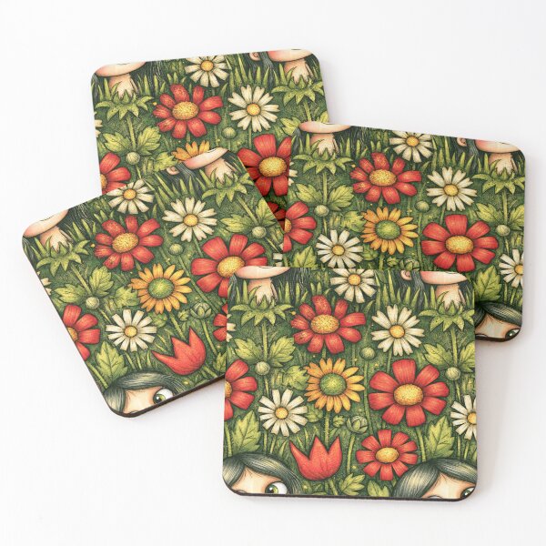 Item preview, Red Poppy Garden Whimsical Floral Art designed and sold by Piotrek0001.