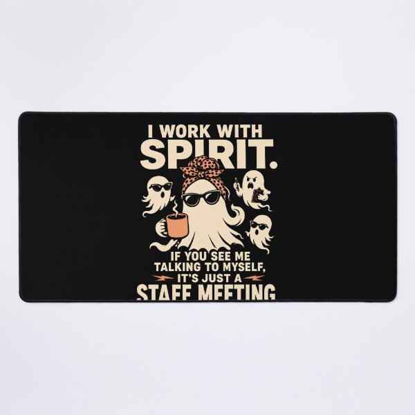 Item preview, I Work With Spirit Staff Meeting – Funny Ghost Halloween Office Humor Design designed and sold by PosiMCreations.