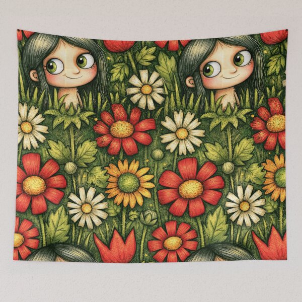 Item preview, Red Poppy Garden Whimsical Floral Art designed and sold by Piotrek0001.