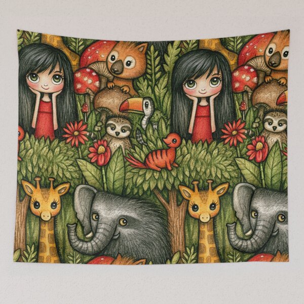 Item preview, Jungle Safari Elephant and Giraffe Art designed and sold by Piotrek0001.