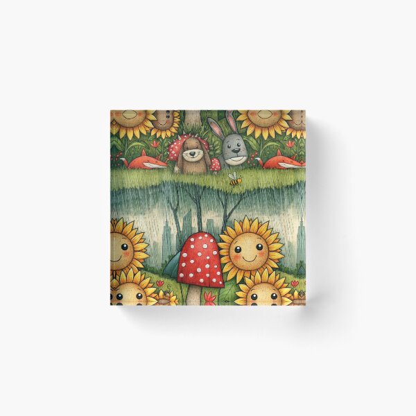 Item preview, Autumn Garden Sunflower and Mushroom Art designed and sold by Piotrek0001.