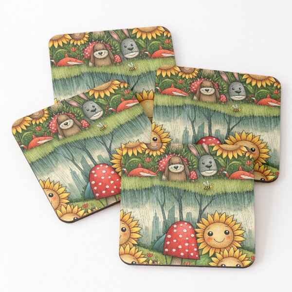 Item preview, Autumn Garden Sunflower and Mushroom Art designed and sold by Piotrek0001.