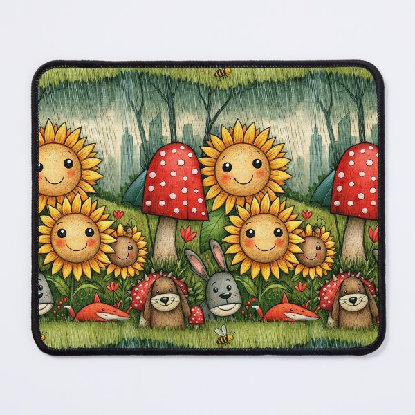 Item preview, Autumn Garden Sunflower and Mushroom Art designed and sold by Piotrek0001.