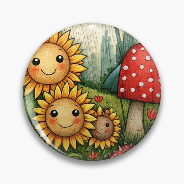 Item preview, Autumn Garden Sunflower and Mushroom Art designed and sold by Piotrek0001.