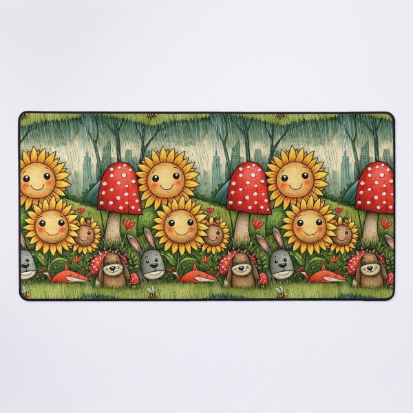 Item preview, Autumn Garden Sunflower and Mushroom Art designed and sold by Piotrek0001.