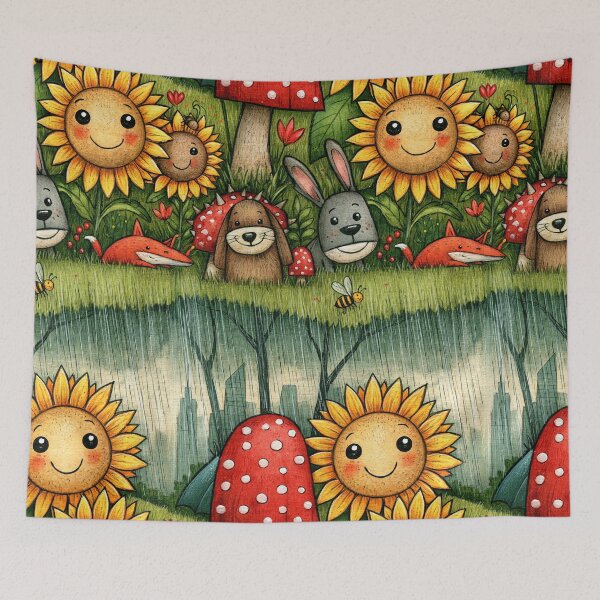 Item preview, Autumn Garden Sunflower and Mushroom Art designed and sold by Piotrek0001.