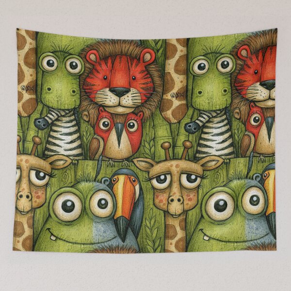 Item preview, Stacked Animal Friends Safari Pattern Art designed and sold by Piotrek0001.