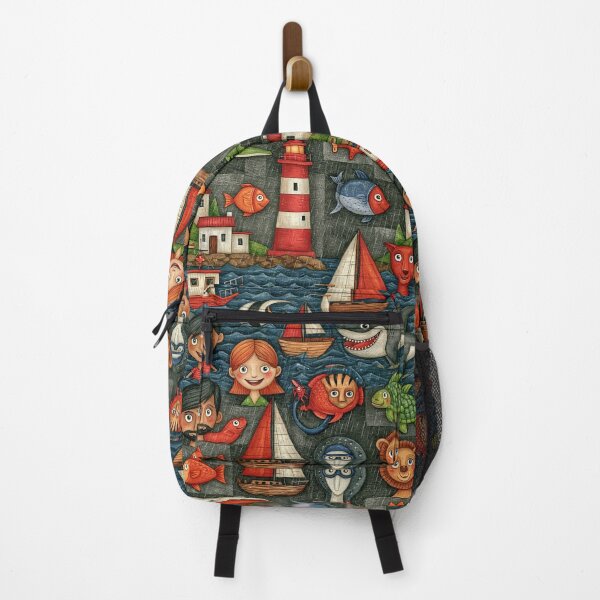 Item preview, Nautical Checkered Ocean and Sea Life Art designed and sold by Piotrek0001.