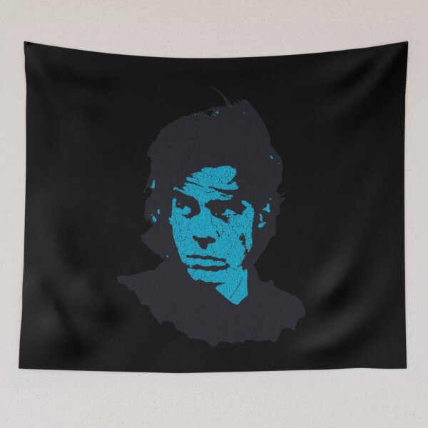 Item preview, Nick Cave Post Punk Gothic Noir Cyan Distressed Halftone Portrait designed and sold by surmind.